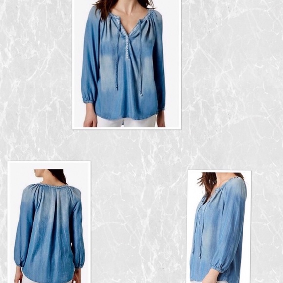 NWT Vintage America Blues Boho Chambray Top Small - Picture 1 of 4